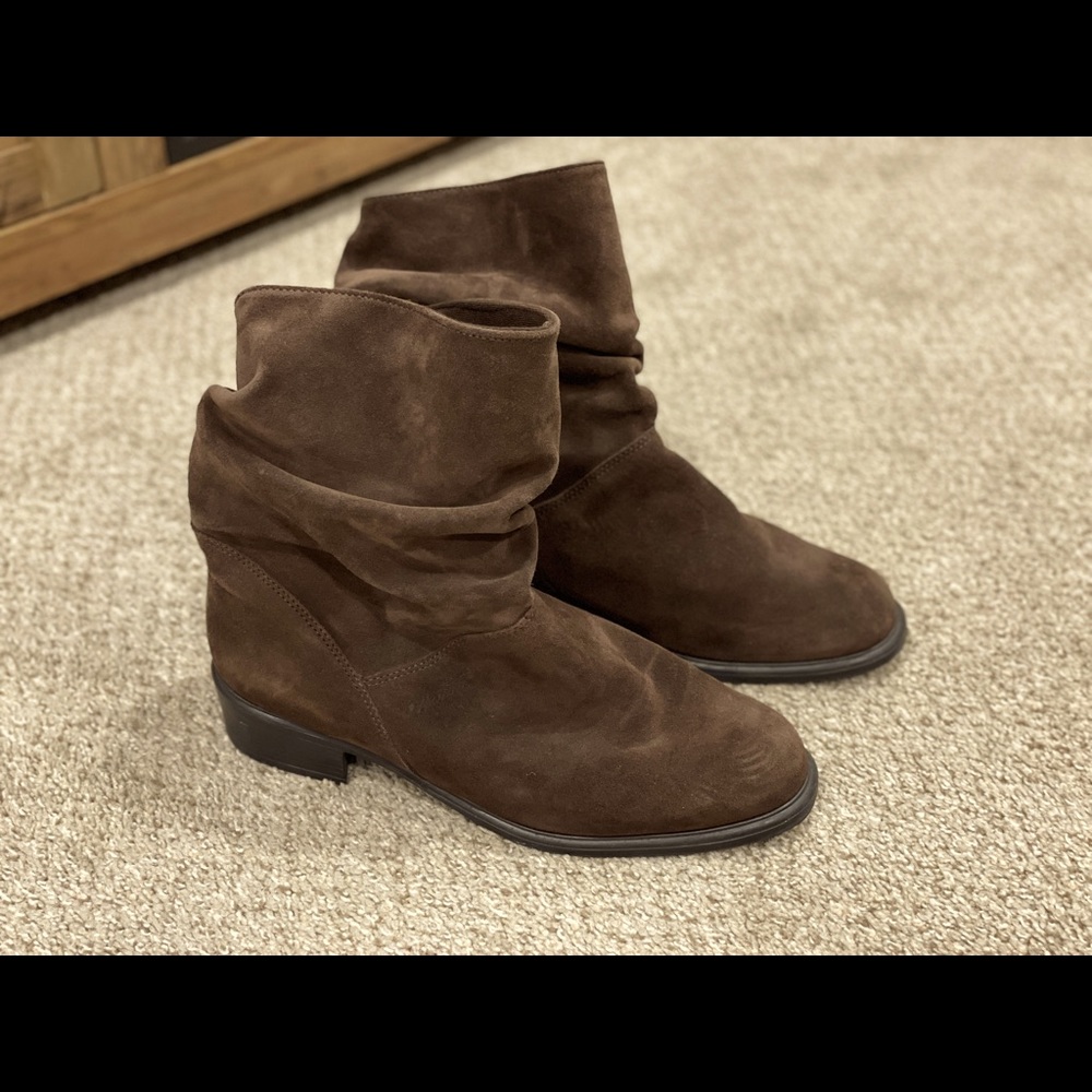 Martino Leather Rouched Boots, Women’s Size 12